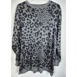 Next Downtime Womens Leopard Print Long Sleeve‎ Sweater Sz 16 Comfortcore Lounge